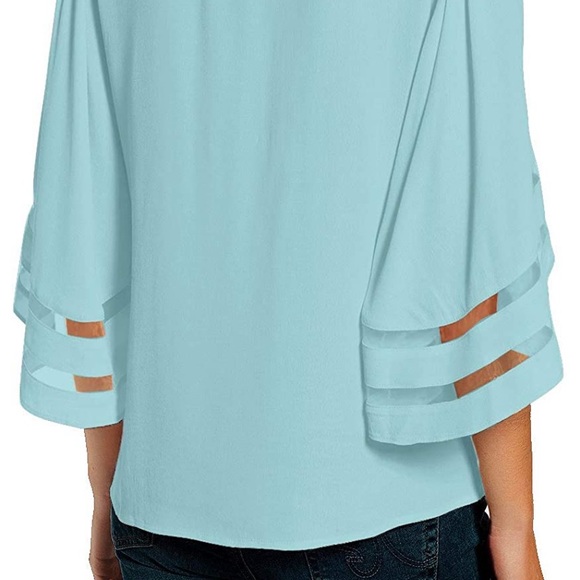 NWOT LookbookStore Women’s Vneck Mesh Panel Blouse - Picture 4 of 5